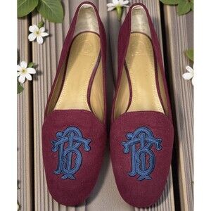 TORY BURCH Antonia Loafer Embroidered Monogram Imperial Garnet Women’s 10.5